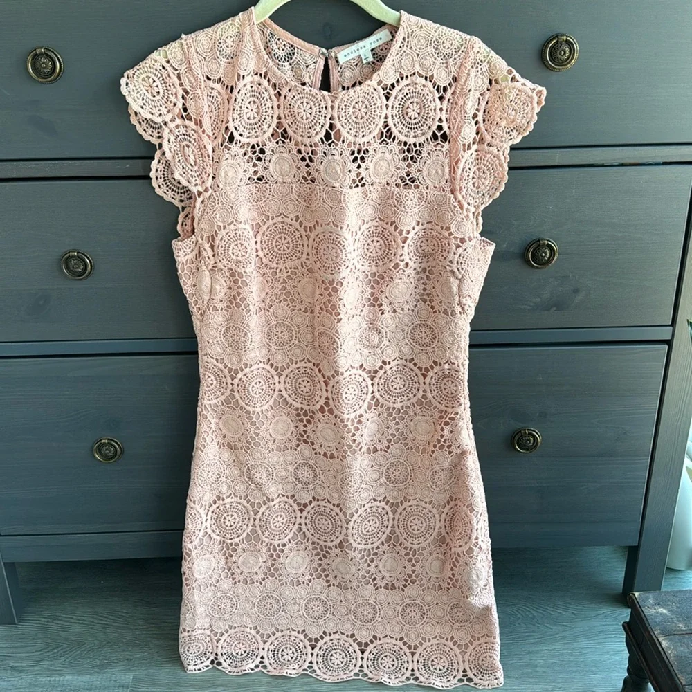 Light pink lace fitted dress